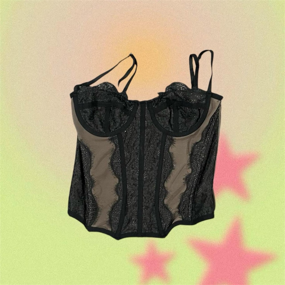 Urban Outfitters Black Lace Corset with Adjustable Straps